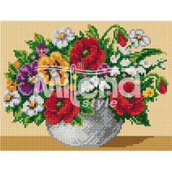 Image 1 of Milena Style Пъстроцветен букет - Печатана Aida 14 ct с конци Ariadna