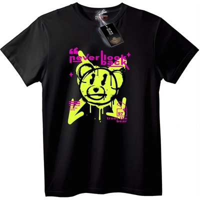 NOONEBRAND Тениска Мечка Никога Назад - M, Black