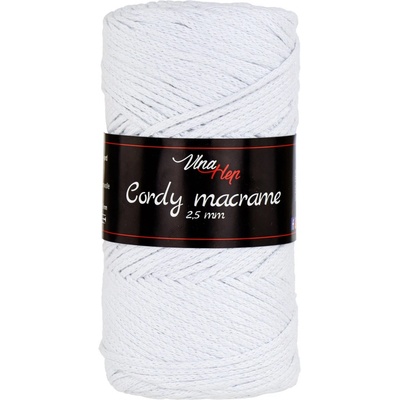Pletací / háčkovací příze Vlna-Hep CORDY MACRAME 2,5mm 8002 bílá, jednobarevná, 250g/160m