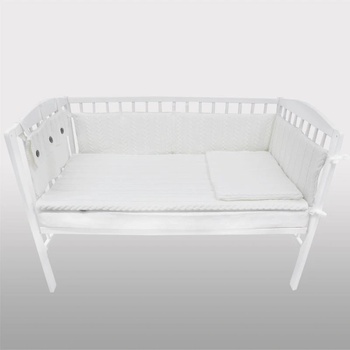 EKO Плетен комплект за бебешко креватче бял (kpo-02 white)