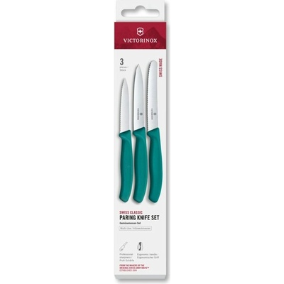 VICTORINOX Swiss Classic paring knife set 3 ks straight/wavy green box