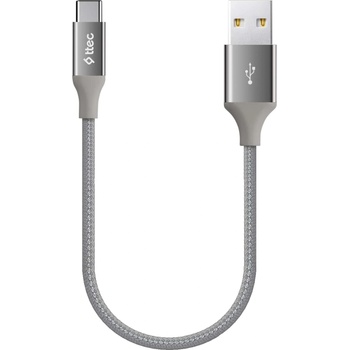 Ttec Кабел ttec - AlumiCable, USB-A/USB-C, 0.3 m, сив (8694470729442)