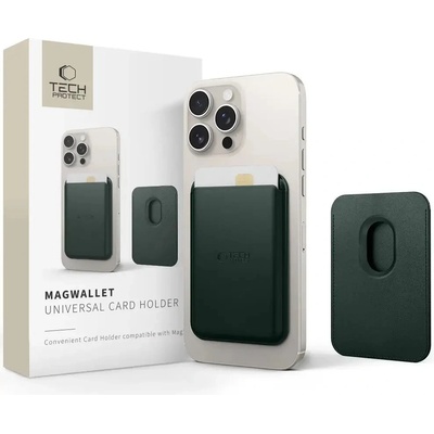 Tech-Protect Калъф Tech-Protect MagWallet Magsafe с универсална магнитна карта или държач за лична карта - зелен (5906302361854)