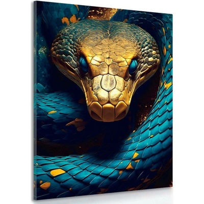 Obraz modro-zlatý had - 40x60