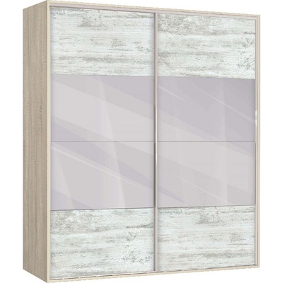 Bogdan Furniture G Двукрилен гардероб с плъзгащи врати Мебели Богдан Модел bm-ava 51, кристал със сонома