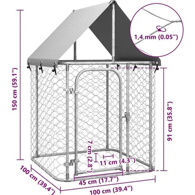 vidaXL Venkovní psí kotec se střechou 100 x 100 x 150 cm – Zboží Dáma