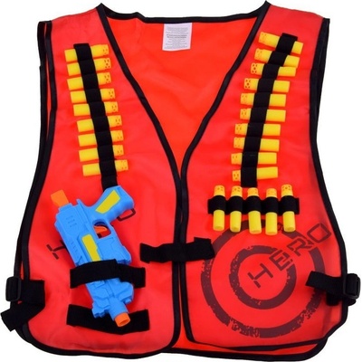 Nerf bojová vesta s pištoľou a nábojmi - červená