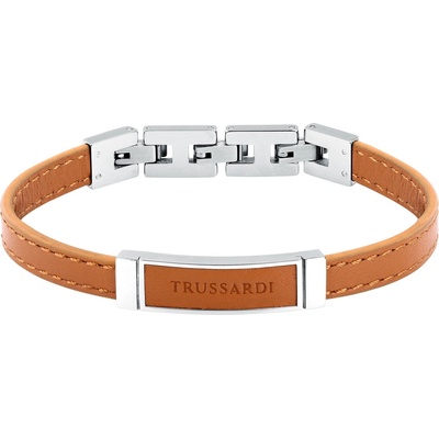 Trussardi Svetlo hnedý kožený náramok pre mužov T-Leather TJAXZ04