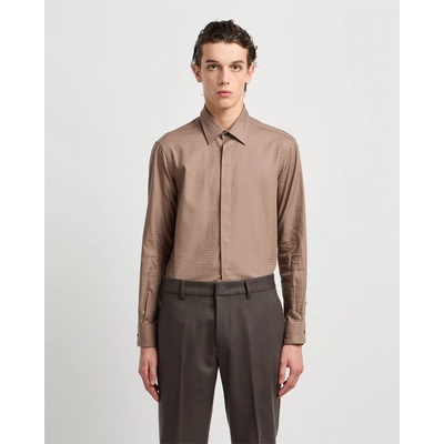 Giorgio Armani Риза с дълъг ръкав EMPORIO ARMANI Men's Long Sleeve Patterned Shirt - Walnut F6133