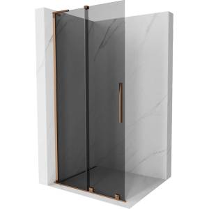 Mexen Velar L плъзгаща се душ стена Walk-in 90 x 200 см, графит 8 мм, розово злато - 871-090-003-43-60 (871-090-003-43-60)