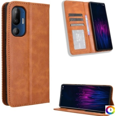HTC U24 Pro magnetic Buckle Retro Texture Wallet Кожен Калъф и Протектор