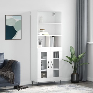 vidaXL Висок шкаф, бял, 69, 5x34x180 см, инженерно дърво (3189309)