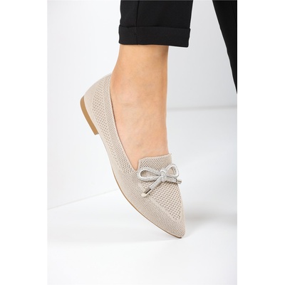 Johns Athletic Дамски балерини от текстил с декоративна панделка em5070 - Светлобежови #360849 (360849_Бежов)