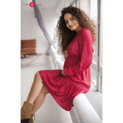 Tehotenské šaty na dojčenie dl.rukáv Lovely Dress Red