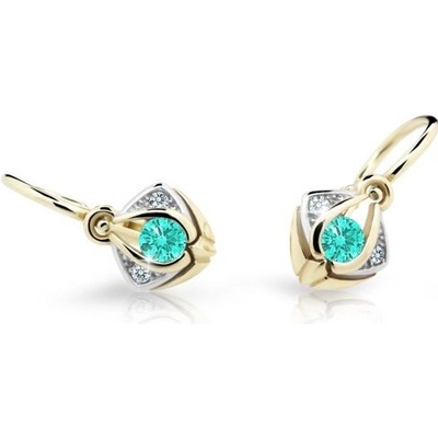 Cutie Kids Jewellery c2217-10-80-x-1 Zlaté dětské náušnice na brizuru Cutie C2217 Mint Green GBECS-00573