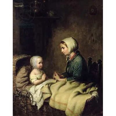 Obrazy - Meyer von Bremen, Johann Georg: Little Girl Saying Her Prayers in Bed - reprodukce obrazu