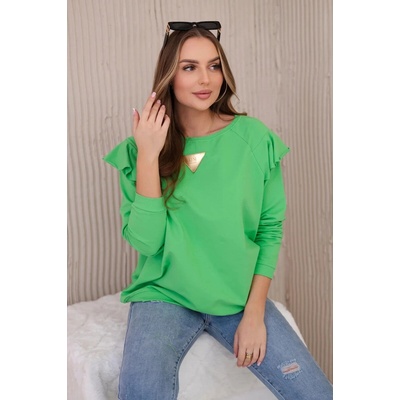 Kesi bavlněná halenka Ainsley s volánky na ramenou zelená