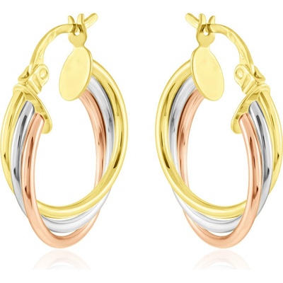 Gemmax Zlaté kruhové náušnice Trinity na francouzský zámek GLECN-40121