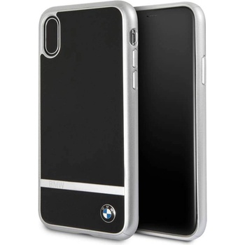 BMW Signature Aluminium Stripe Silicone Hard Case - твърд силиконов кейс за iPhone XS, iPhone X (черен)