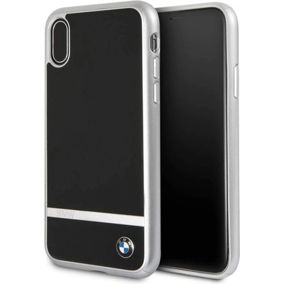 BMW Signature Aluminium Stripe Silicone Hard Case - твърд силиконов кейс за iPhone XS, iPhone X (черен)