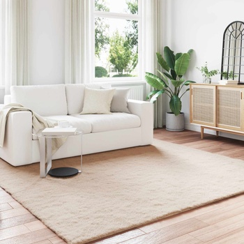 vidaXL Килим с изкуствена заешка козина Olite Таупе 240 x 240 cm (42021754)