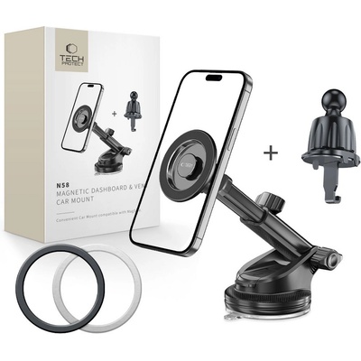 Tech-Protect Магнитна стойка за автомобил с MagSafe от Tech Protect N58 - Черна (5906302360888)