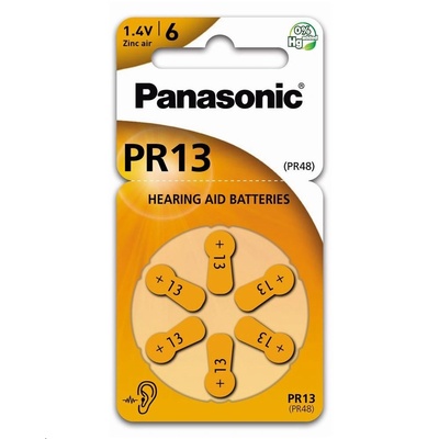 Panasonic Батерии Panasonic Zinc Air PR 13 за слухов апарат, 6 броя (PR-13(48)/6LB)