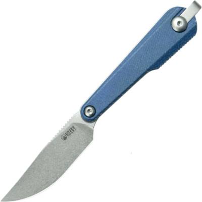 KUBEY YAG Beadblast 14C28N Blade Blue Micarta KU451B