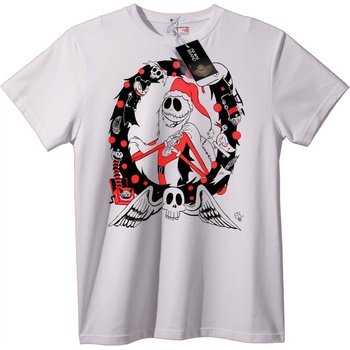 NOONEBRAND Тениска Череп и червена геометрия - S, White