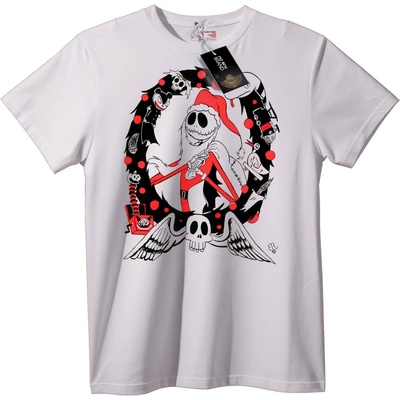 NOONEBRAND Тениска Череп и червена геометрия - S, White