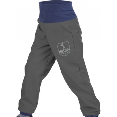 Unuo dětské softshellové kalhoty BATOLE šedá antracit s EVŽENEM