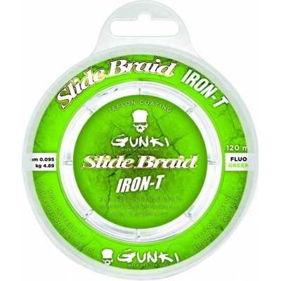 Gunki Šnúra Slide Braid Iron-T Fluo Green 120m 0,095mm 4,89kg