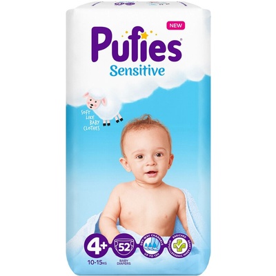 pufies Sensitive Бебешки пелени MP №4+ Maxi+ 10-15 кг x52 бр (1227)