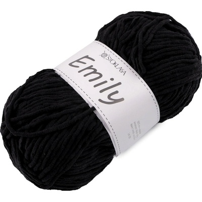 Pletací žinylková příze Emily 100 g Varianta: 14 (01) černá, Balení: 1 ks