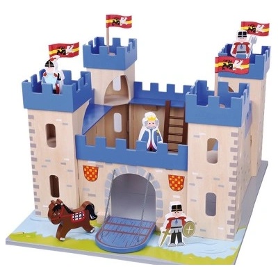 Lelin toys - Детски дървен замък с войници и аксесоари