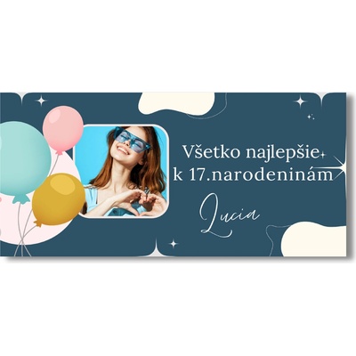 Personal Narodeninový banner s fotkou - Blue Aesthetic Rozmer banner: 130 x 65 cm