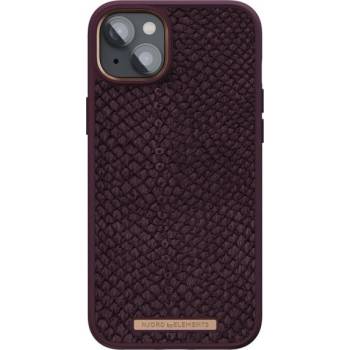 Pouzdro NJORD z lososí kůže s MagSafe iPhone 14 Plus - fialové