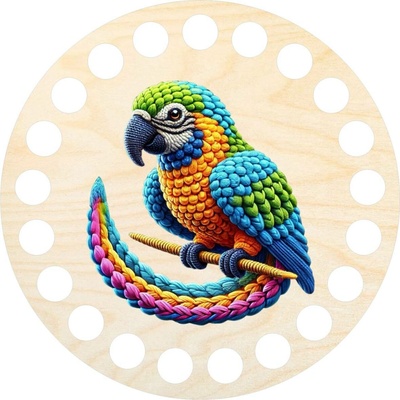 Woody Crafts Podtácek, kruh 10 cm, papoušek