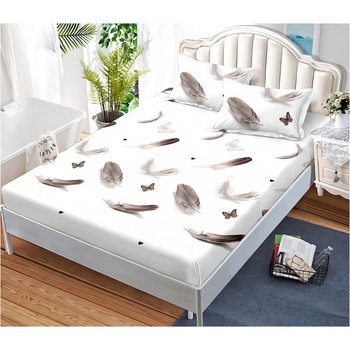 EmonaMall Долен чаршаф с ластик и две калъфки (за матрак от 160x200 до 180x200) EmonaMall, 3 части - Модел S15798 (S15798-66666L)