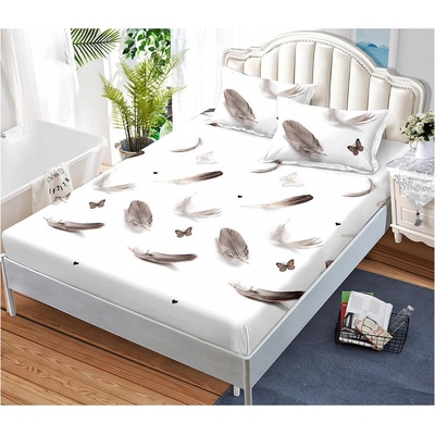 EmonaMall Долен чаршаф с ластик и две калъфки (за матрак от 160x200 до 180x200) EmonaMall, 3 части - Модел S15798 (S15798-66666L)