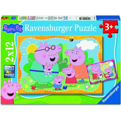 RAVENSBURGER Prasiatko Peppa Šťastná rodinka 2x12 dielov