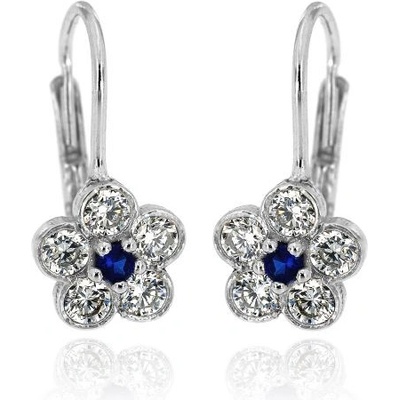 Zlatnictví U Kostela dámské náušnice bílo-modré kytičky 705bm