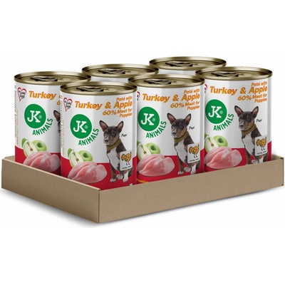 JK ANIMALS Puppy Premium Paté Turkey & Apple with Chunks 6 x 400 g