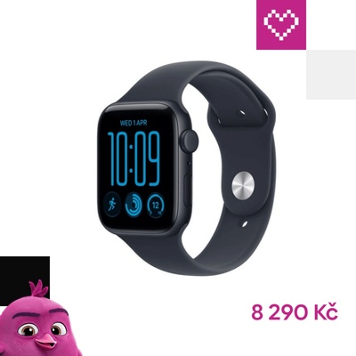 Apple Watch SE 3 Cellular 44mm Temně inkoustový hliník s námořnicky modrým sportovním řemínkem MJLT4MP/A