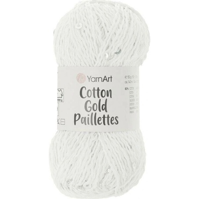 Yarnart Cotton Gold Paillettes 7102 bílá