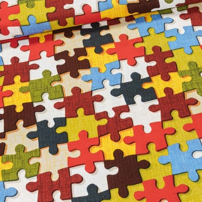 TextilCentrum.cz Směsové plátno PUZZLE, vícebarevné, š.140cm (látka v metráži)