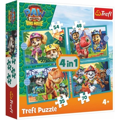 Trefl 4v1 Tlapková patrola Dino Movie Příběhy z ostrova dinosaurů 35 48 54 70 dielov