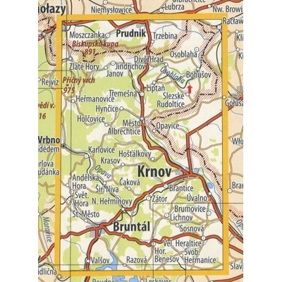 KČT 58 Bruntálsko, Krnovsko a Osoblažsko - nástěnná turistická mapa 60 x 90 cm Varianta: bez rámu v tubusu, Provedení: laminovaná mapa v lištách