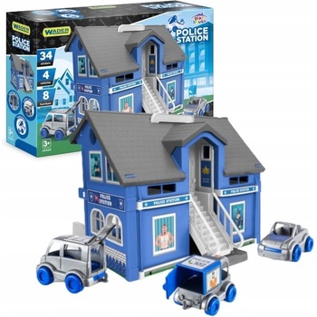 WADER Play House - Policejní stanice plast + 3ks auta + 1ks helikoptéra
