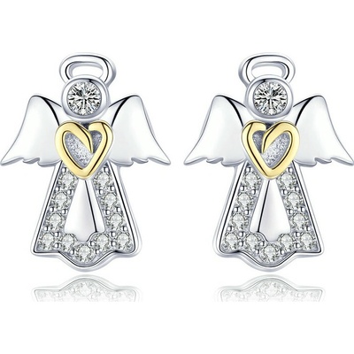 Emporial strieborné kôstkové náušnice anjel strážny SCE476